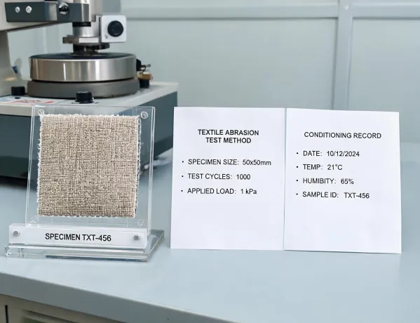 Abrasion test specimen and method sheet