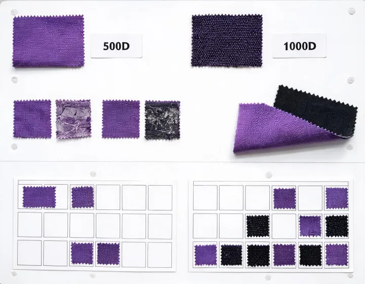 Industrial textile sample board with test records